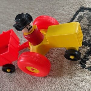 Colorful Toy Tractor with Trailer